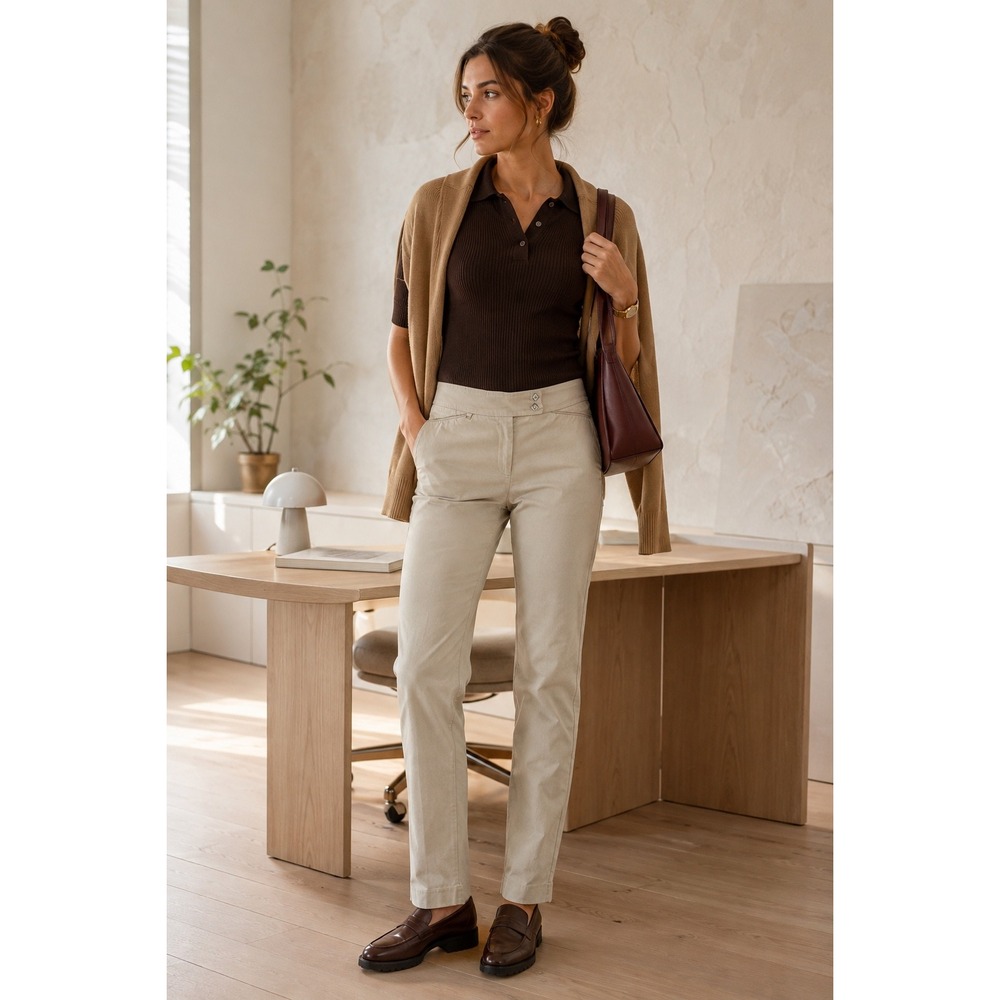 White House Black Market Legacy Sleek Boot Khaki Tan Pants 8R Mid Rise Career